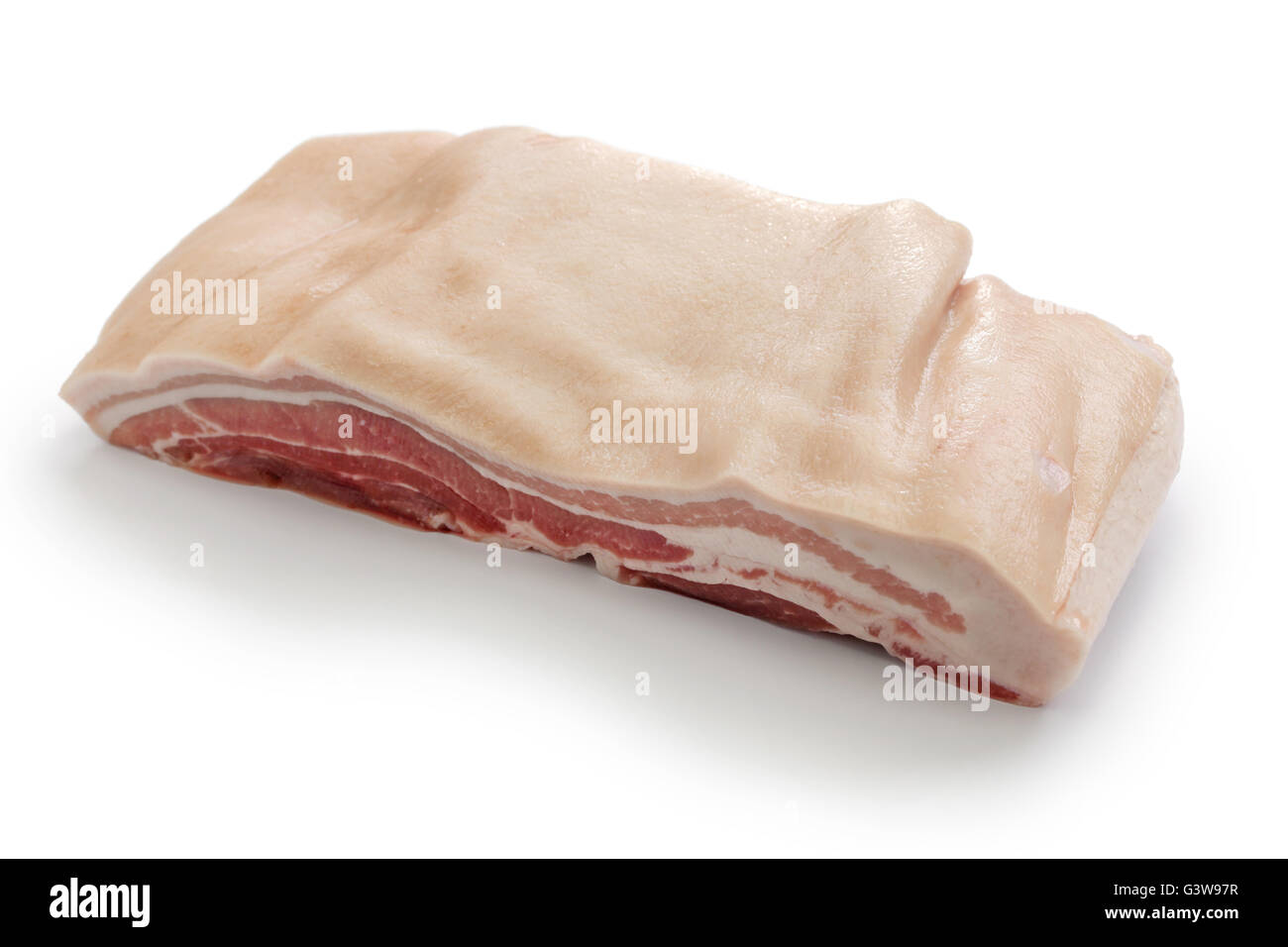 pork belly with skin on white background Stock Photo