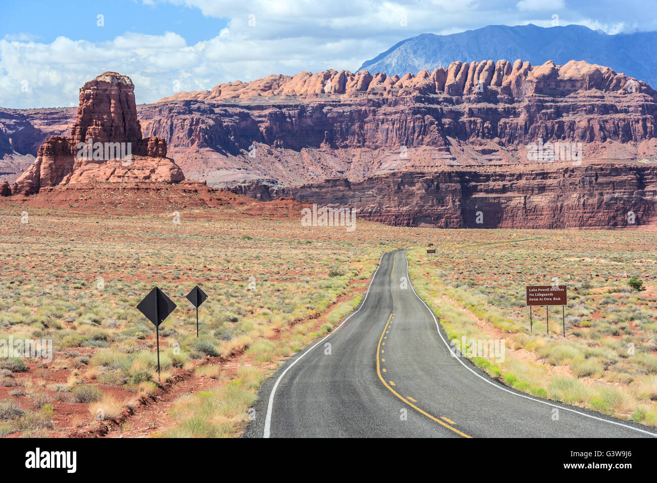 Highway to Hite Marina Campground on Lake Powell in Glen Canyon National Recreation Area Stock Photo