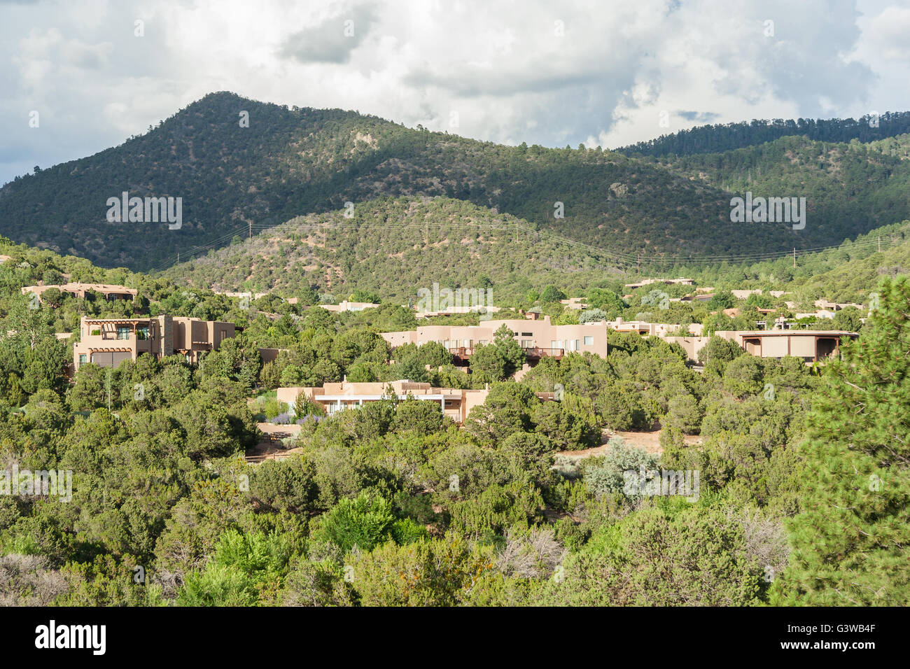 Residential buildings around St. John's College in Santa Fe, New Mexico Stock Photo