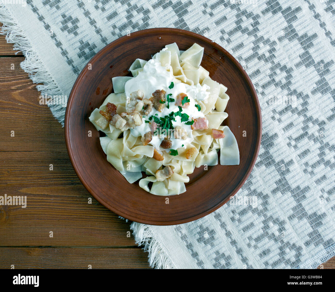 Turos csusza Hungarian savoury quark cheese noodle dish.made with