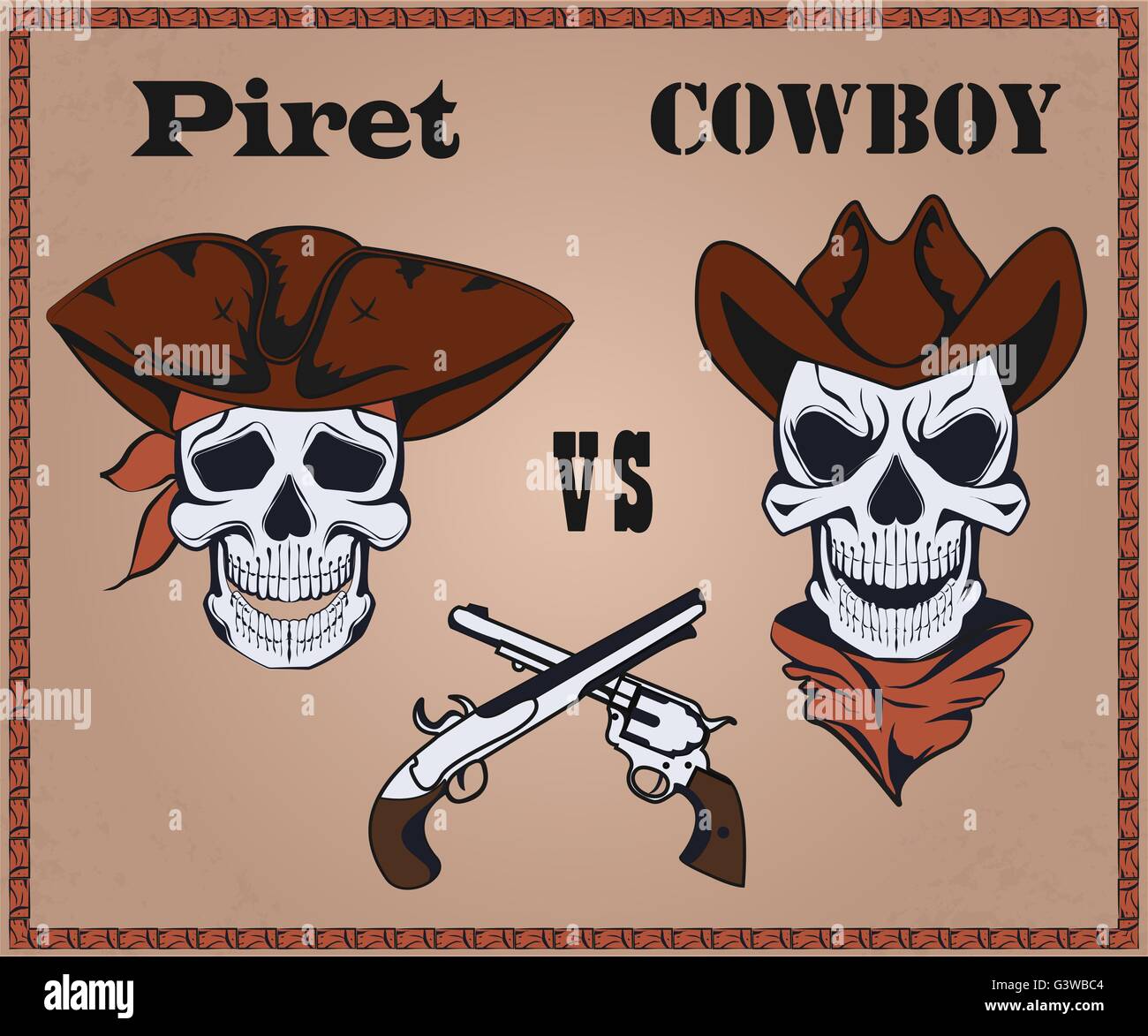 Crossed Western Pistols Clipart