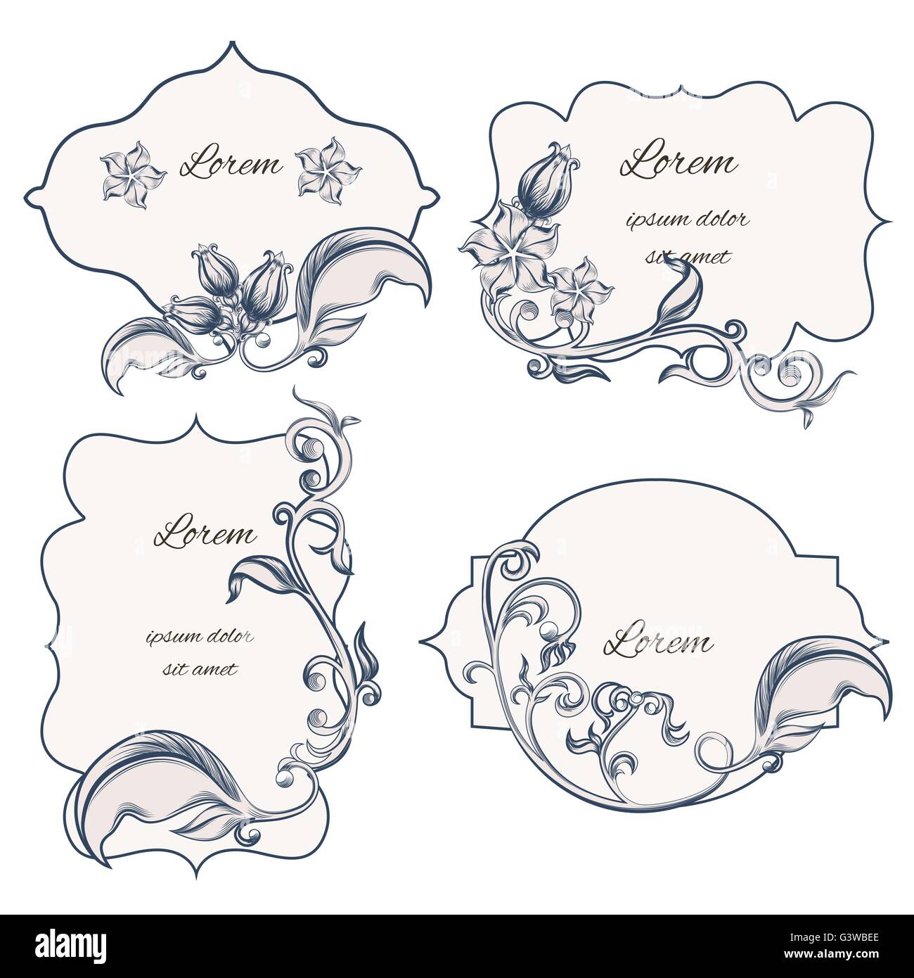 Set floral ornament frame and labels Stock Vector Image & Art - Alamy