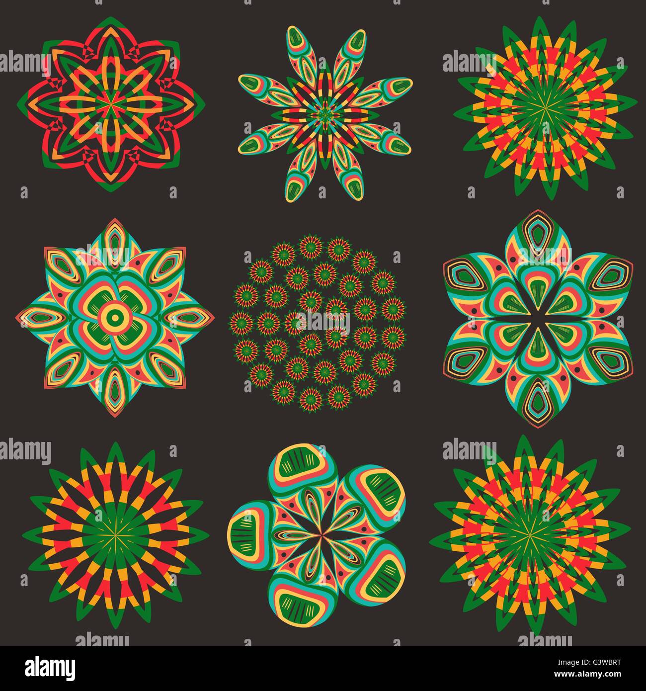 Set isolated of decorative floral elements Stock Vector Image & Art - Alamy