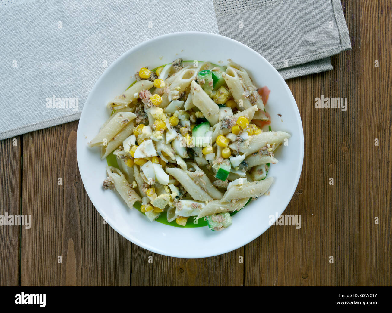 Salad with pasta, sardines and vegetables Stock Photo Alamy