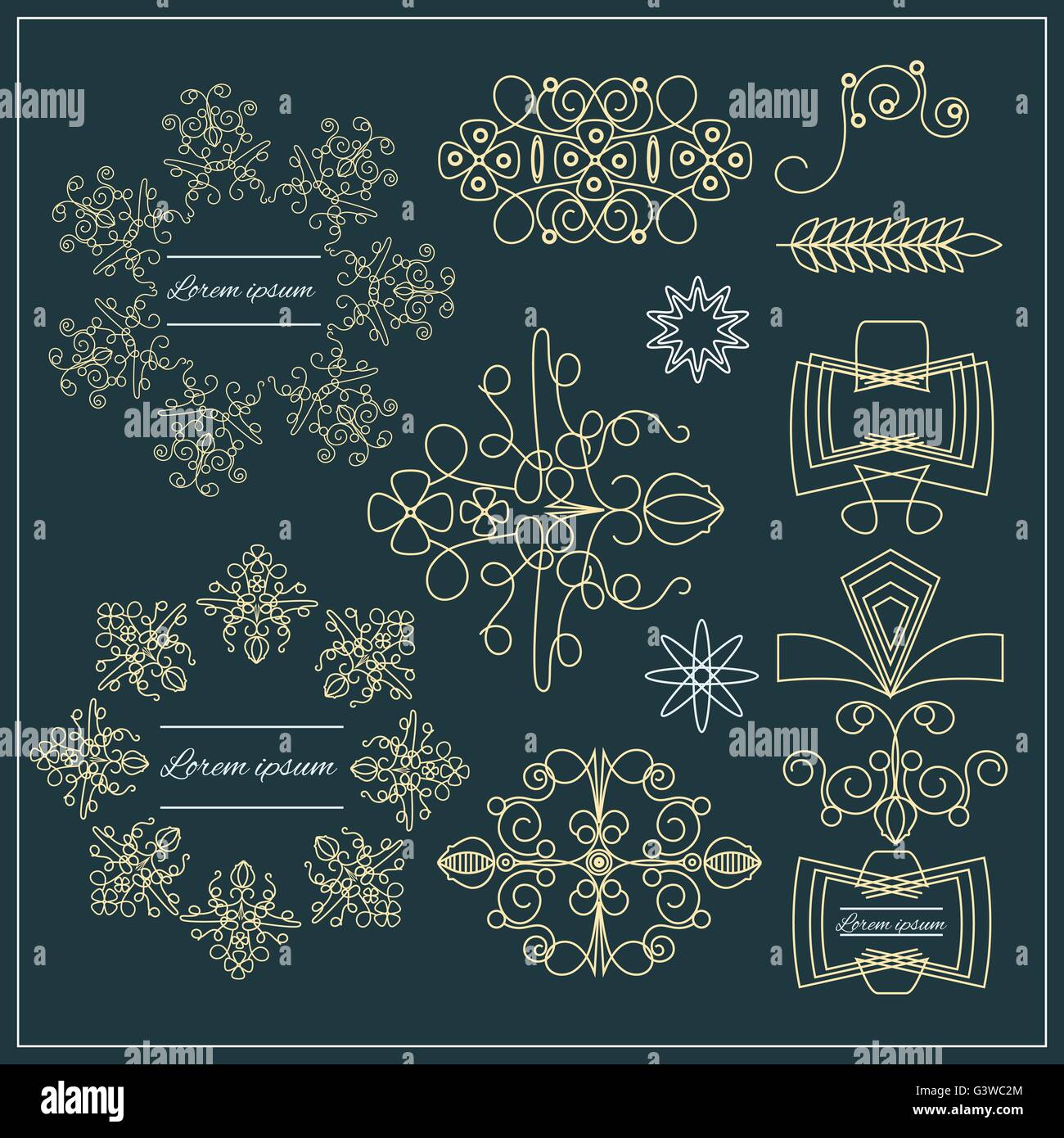 Set logos elegant ornament gold lines Stock Vector Image & Art - Alamy