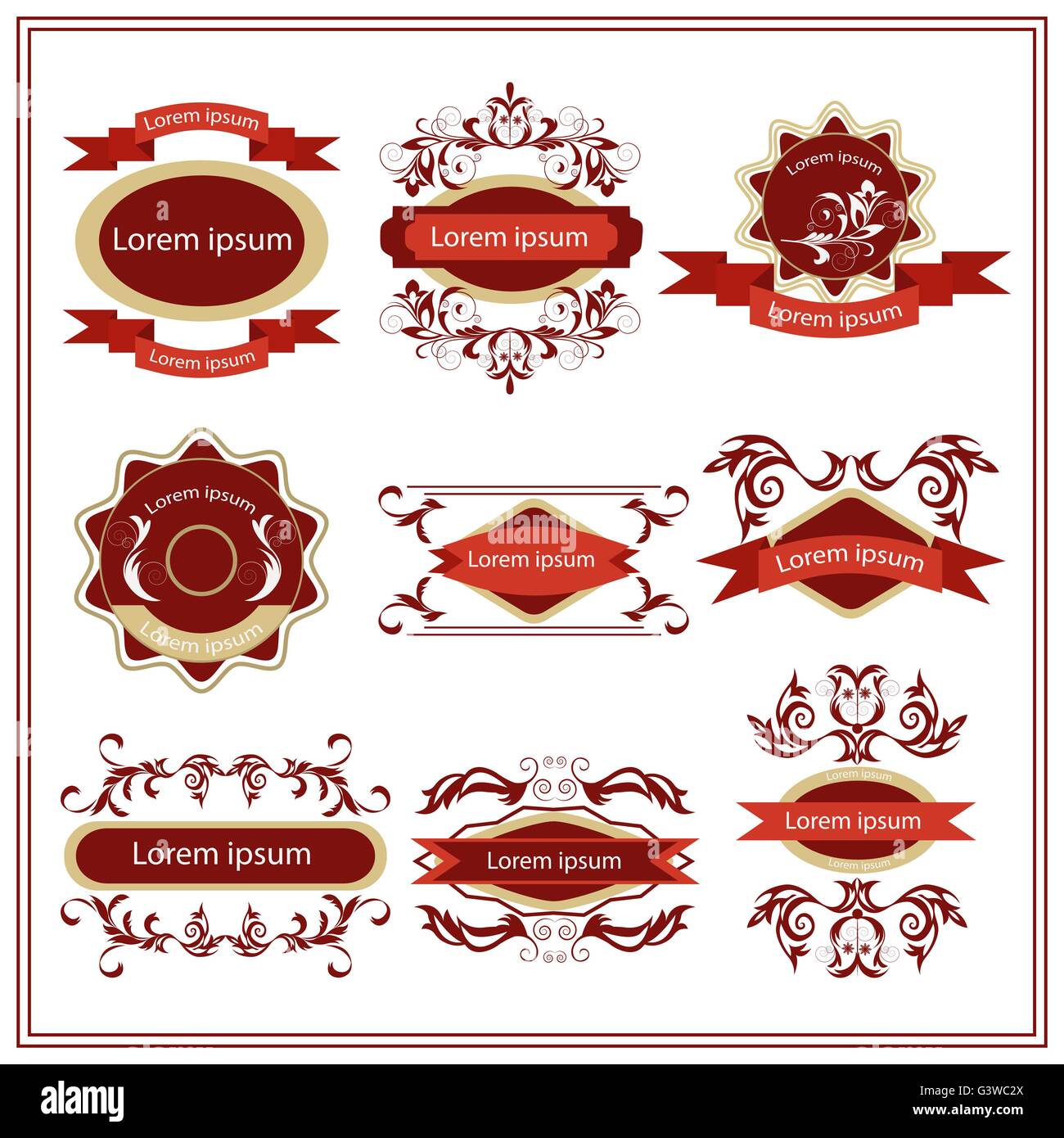 Emblem Sticker Design Set of stickers, emblems with floral patterns Stock Vector Image & Art ...