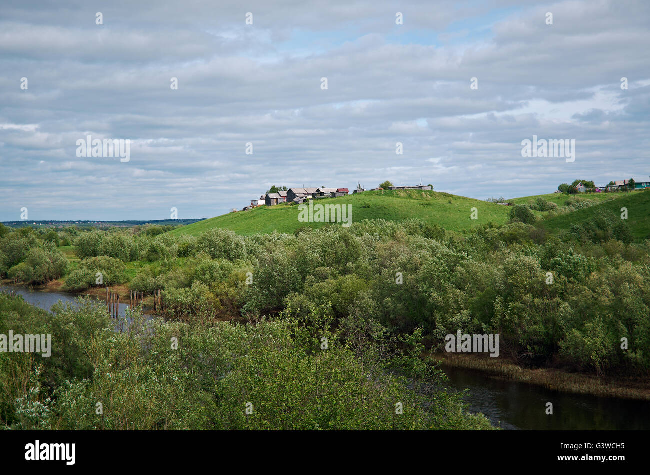 North Russian village.Arkhangelsk region .Russian North. Stock Photo