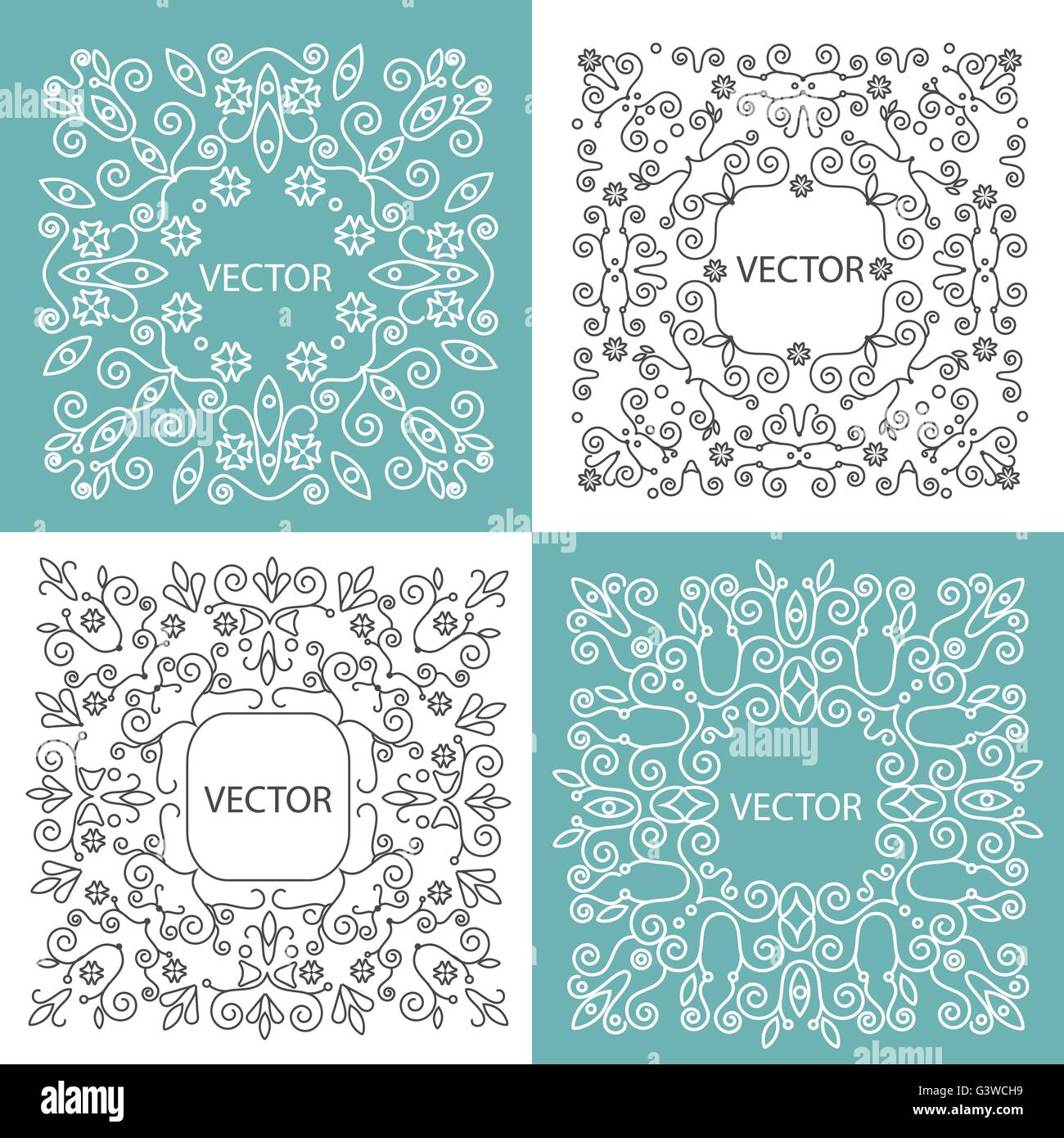 Floral frame mono line style Stock Vector Image & Art - Alamy