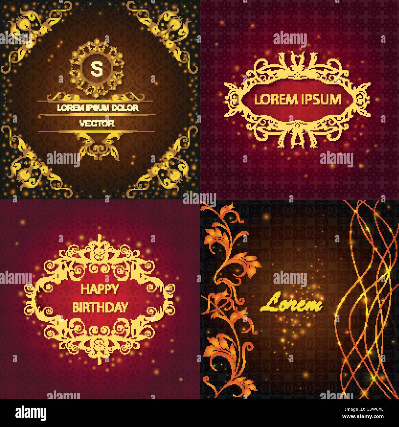 Set floral ornament greeting card Stock Vector Image & Art - Alamy