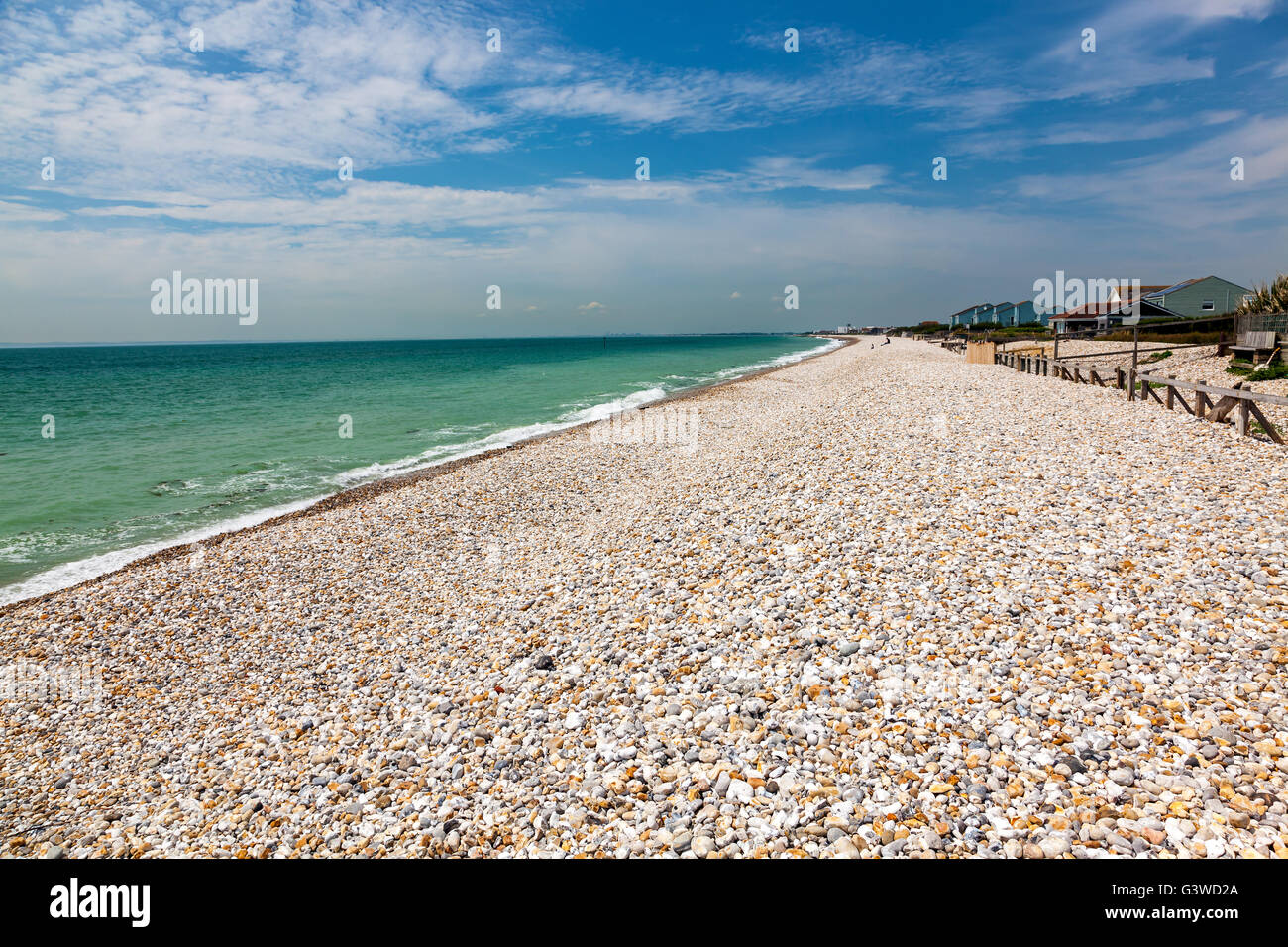 Shingle beach at Bracklesham Bay on the Manhood Peninsula in West Sussex, England UK Europe Stock Photo