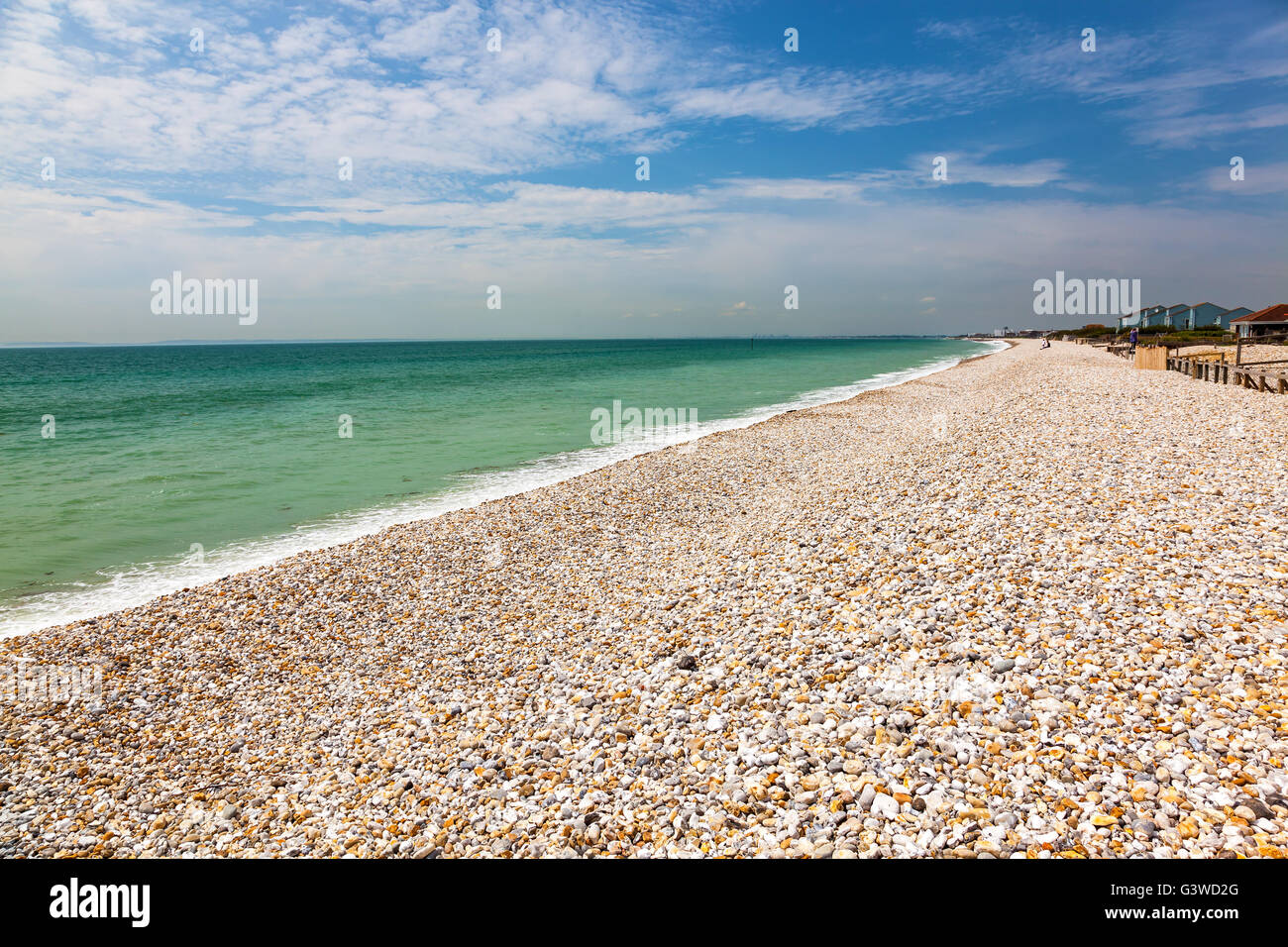 Shingle beach at Bracklesham Bay on the Manhood Peninsula in West Sussex, England UK Europe Stock Photo