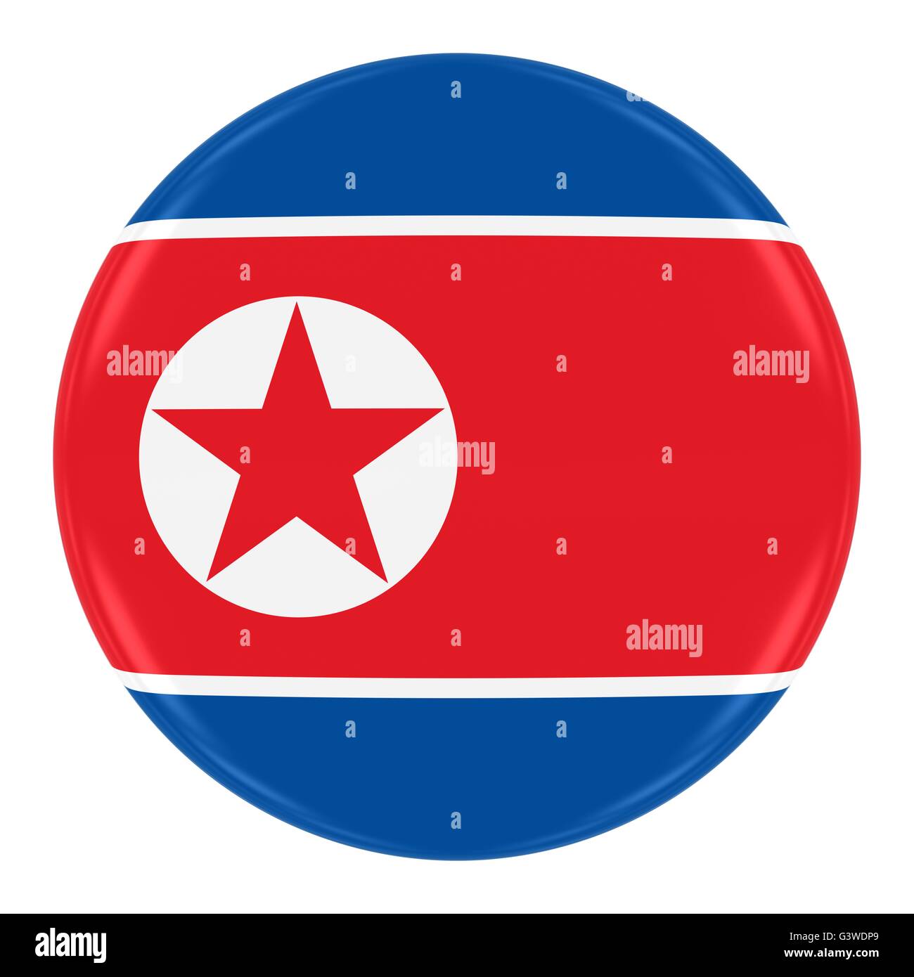 North Korean Flag Badge - Flag of North Korea Button Isolated on White ...