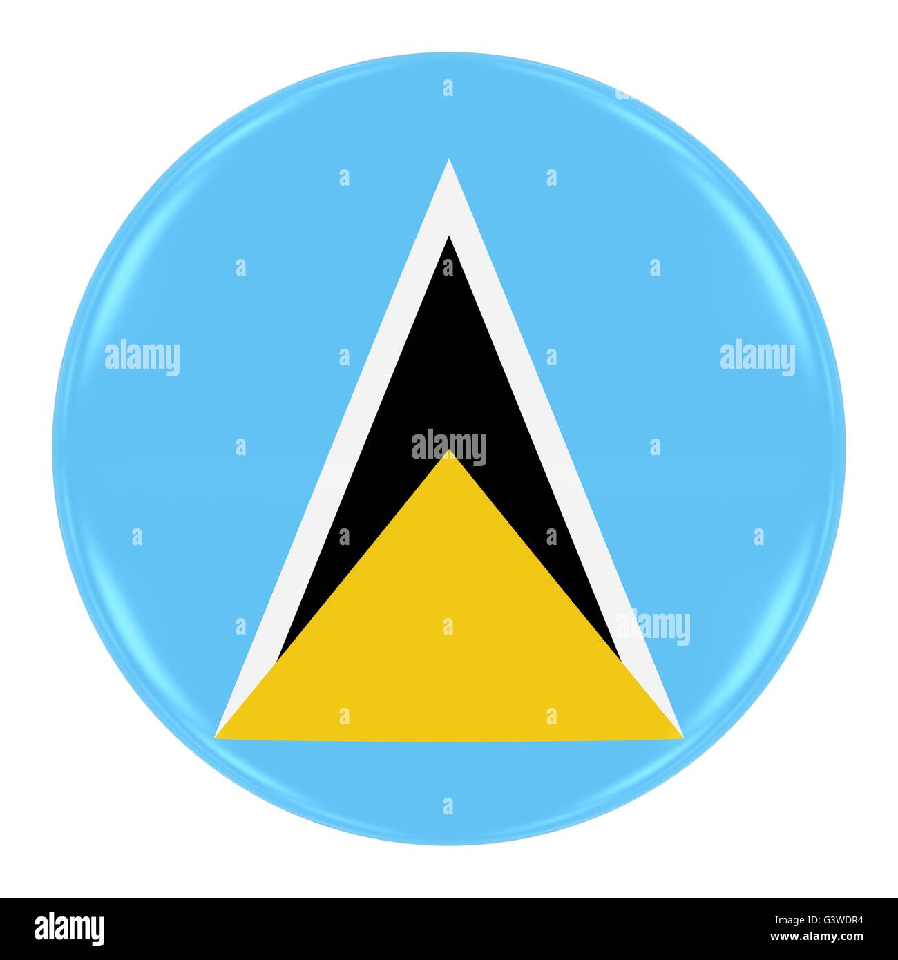 Saint Lucian Flag Badge - Flag of Saint Lucia Button Isolated on White ...