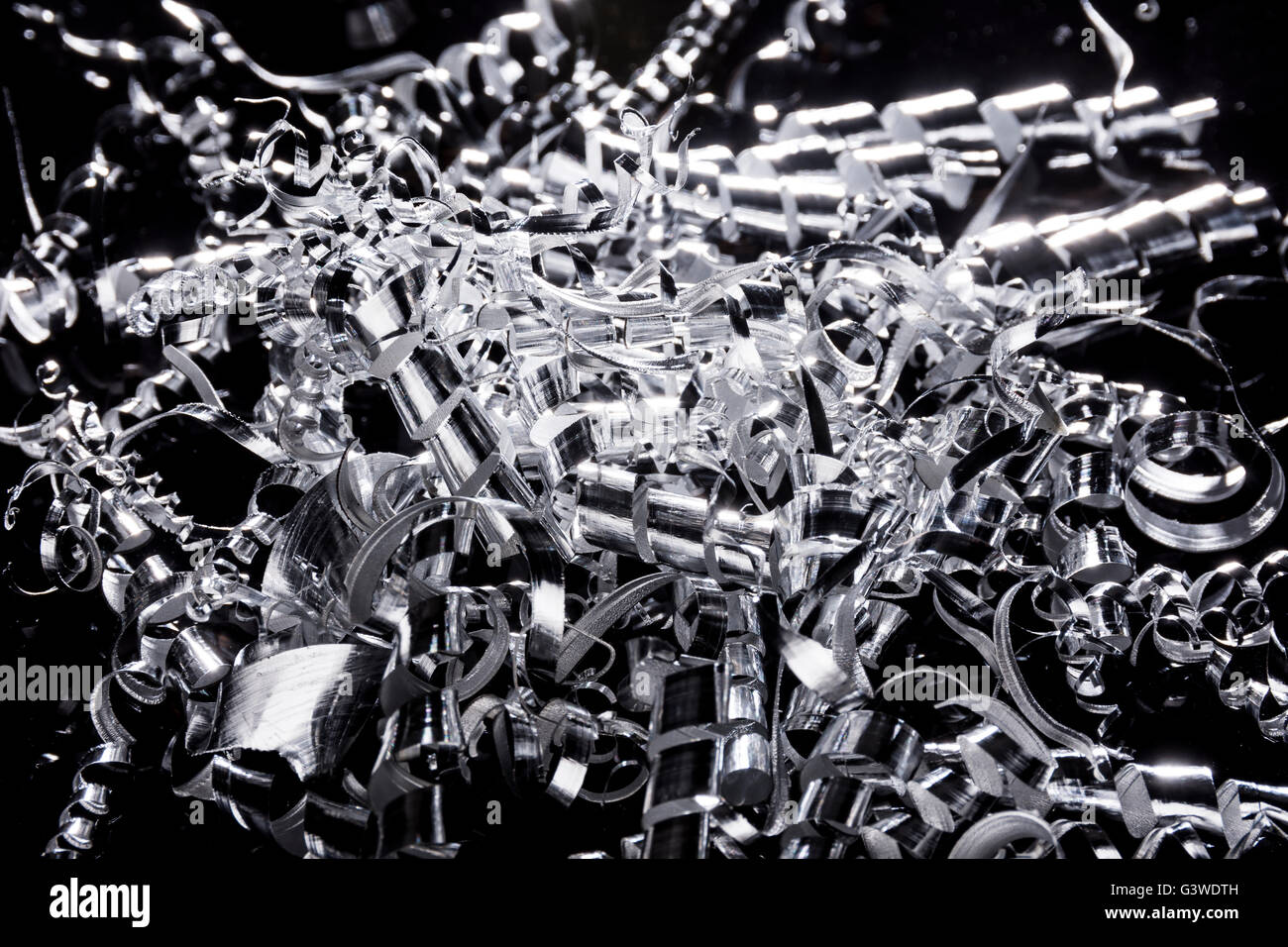 Scrap aluminum shavings and spirals from machining process Stock Photo Alamy