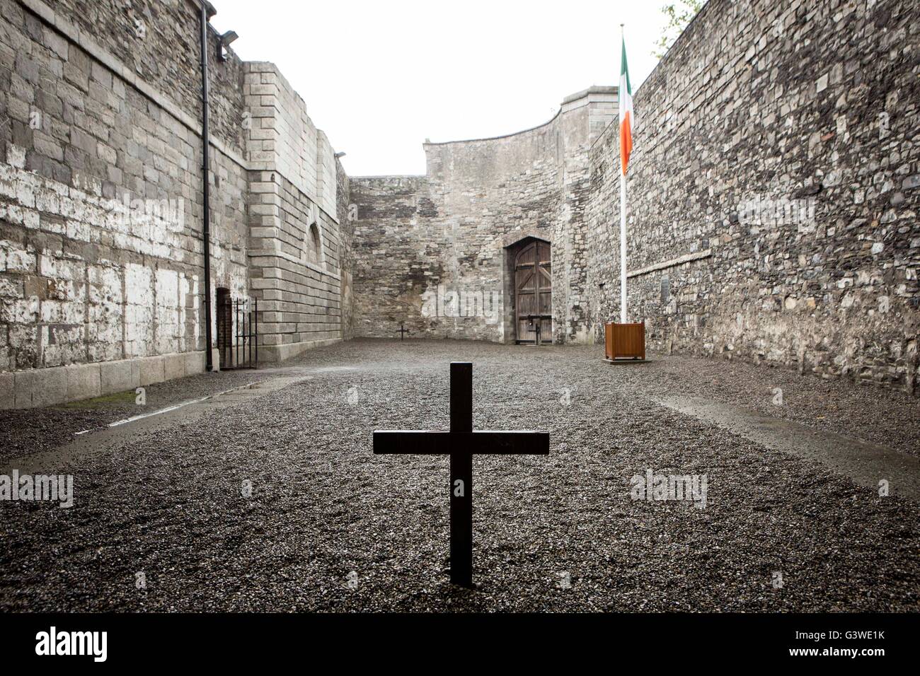 Kilmainham Gaol , Kilmainham, Dublin, Ireland. Courtyard where members