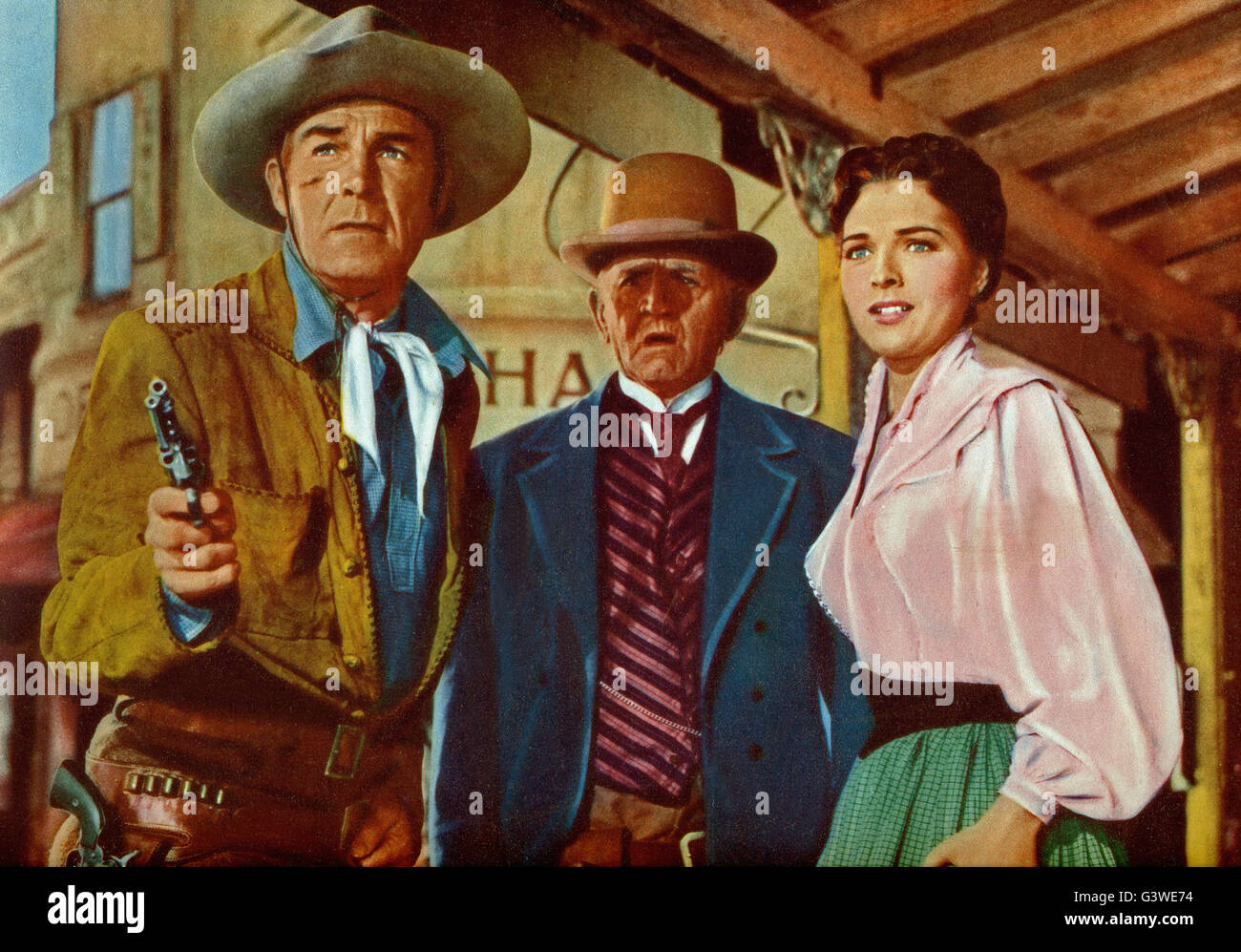 Riding Shotgun, aka: Dieser Mann weiß zuviel!, USA 1954, Regie: Andre de Toth, Darsteller: Randolph Scott, Joan Weldon Stock Photo