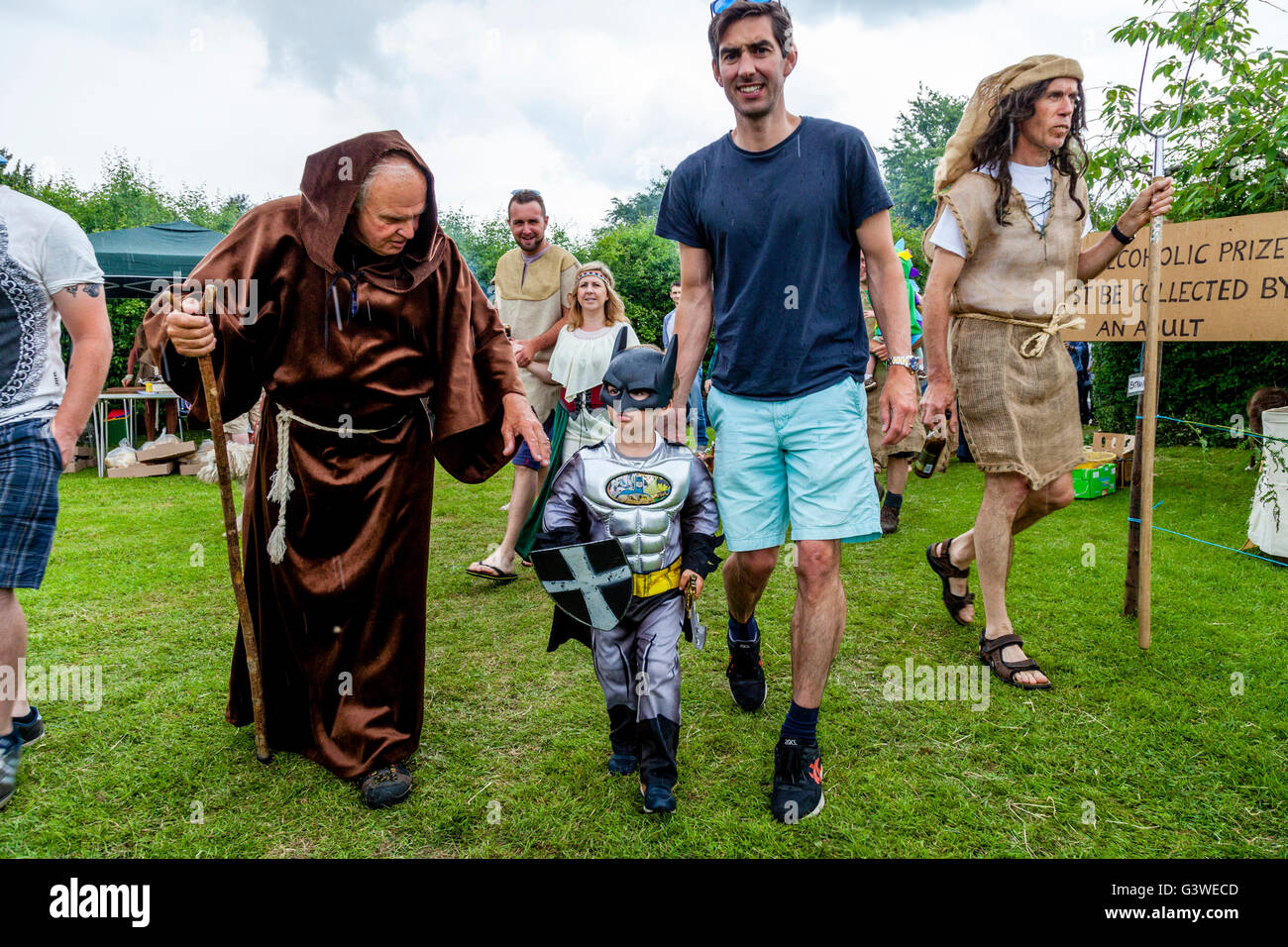 Local People In Costume Arrive At The Annual Medieval Fair At Abinger ...