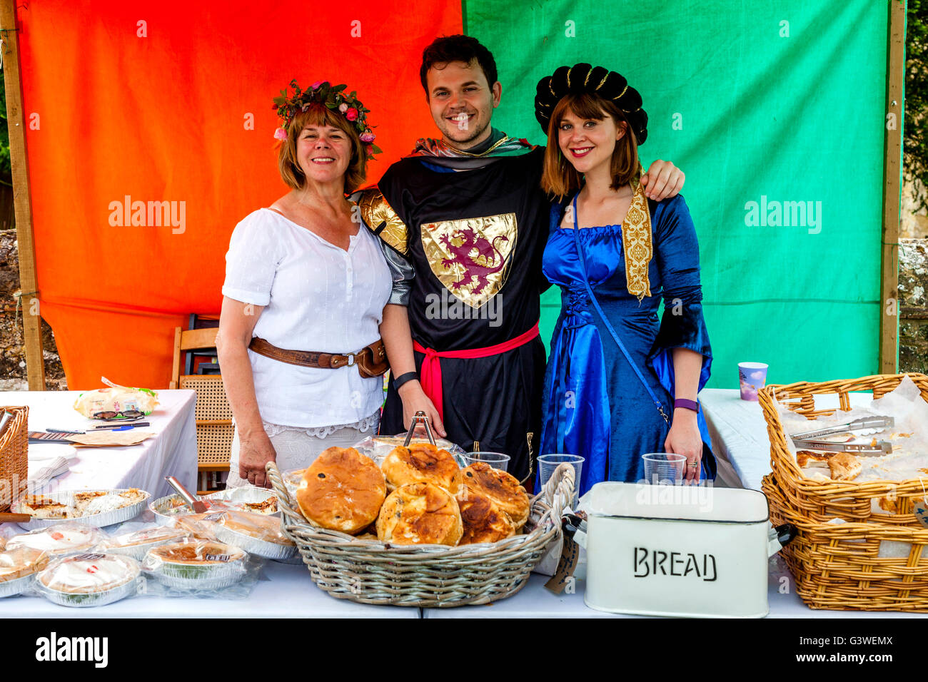 People In Costume Selling Cakes and Savouries At The Medieval Fair Of ...