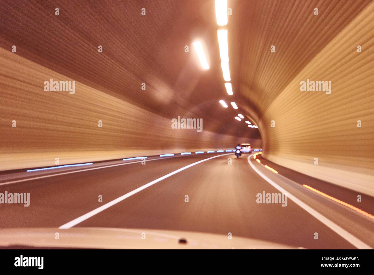 Speeding in the Tunnel shot from a car Stock Photo