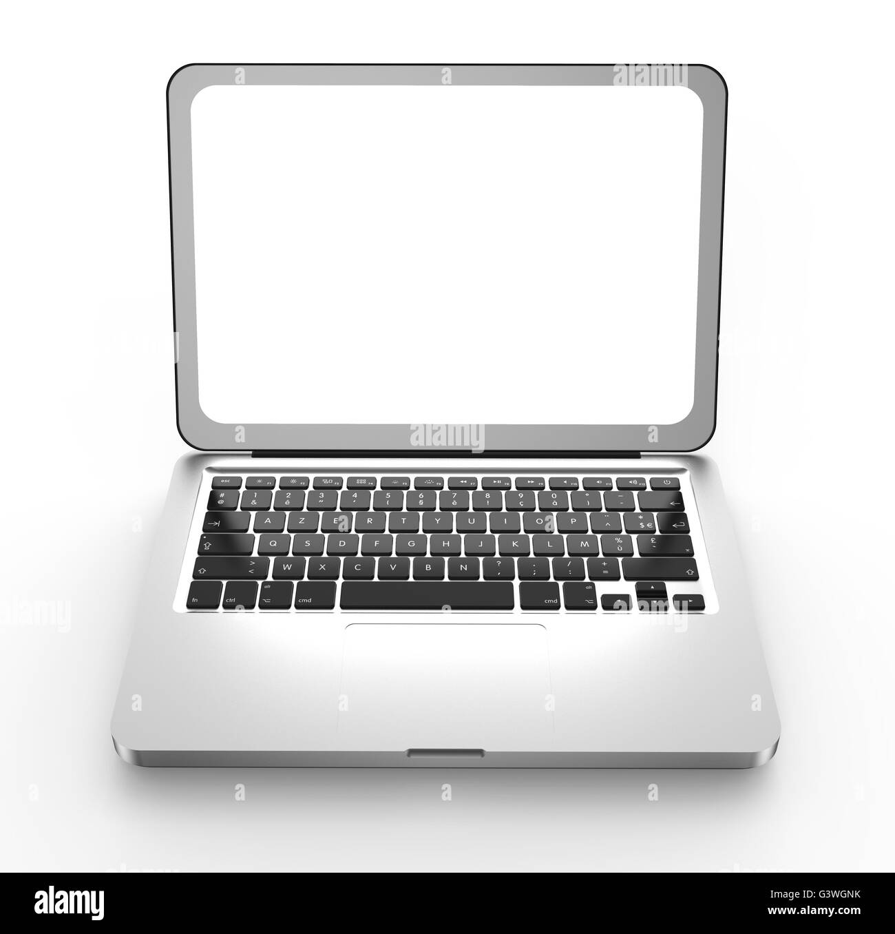 silver laptop notebook isolated on white background Stock Photo
