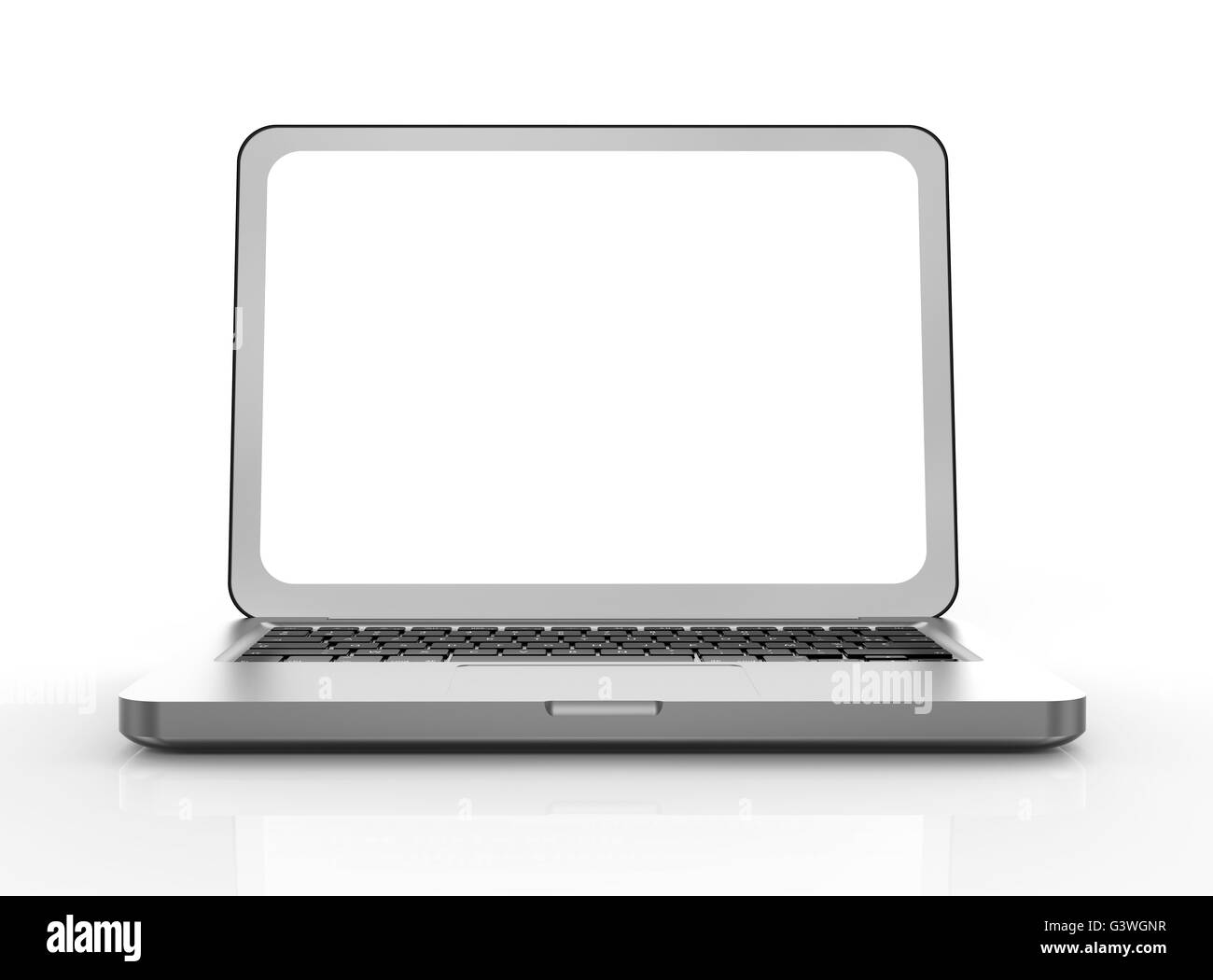 silver laptop notebook isolated on white background Stock Photo