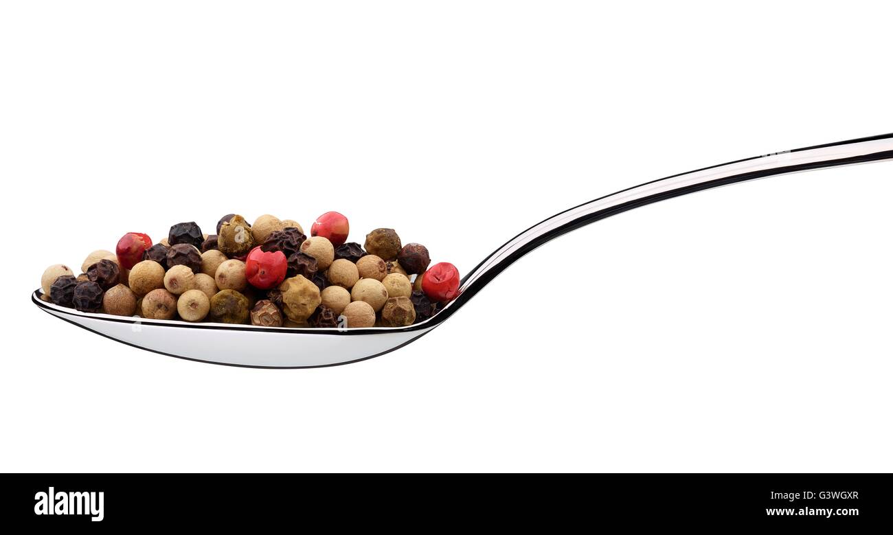 spoonfull of pepper isolated on white background Stock Photo