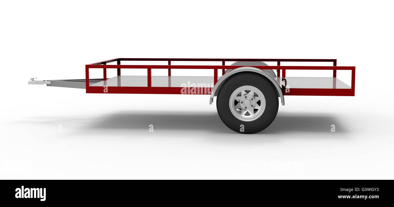 nice car trailer isolated on white ready to go. Stock Photo