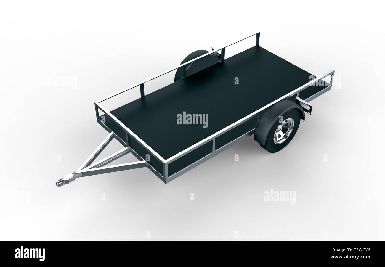 nice car trailer isolated on white ready to go. Stock Photo