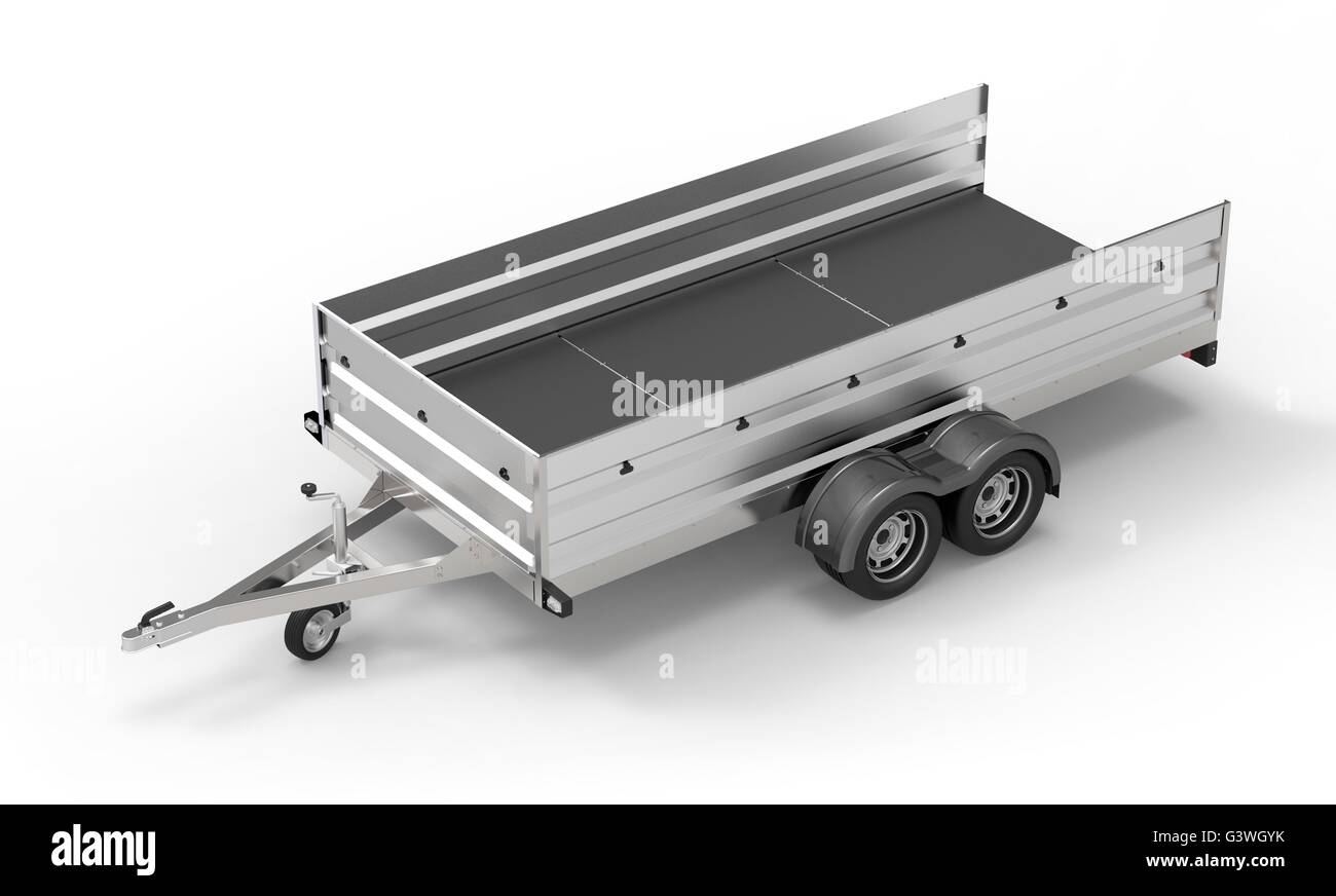 car trailer isolated on white Stock Photo