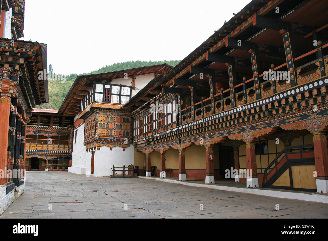 Paro Inside Inner courtyard in the Rinpung dzong in Paro (Bhutan Stock Photo - Alamy
