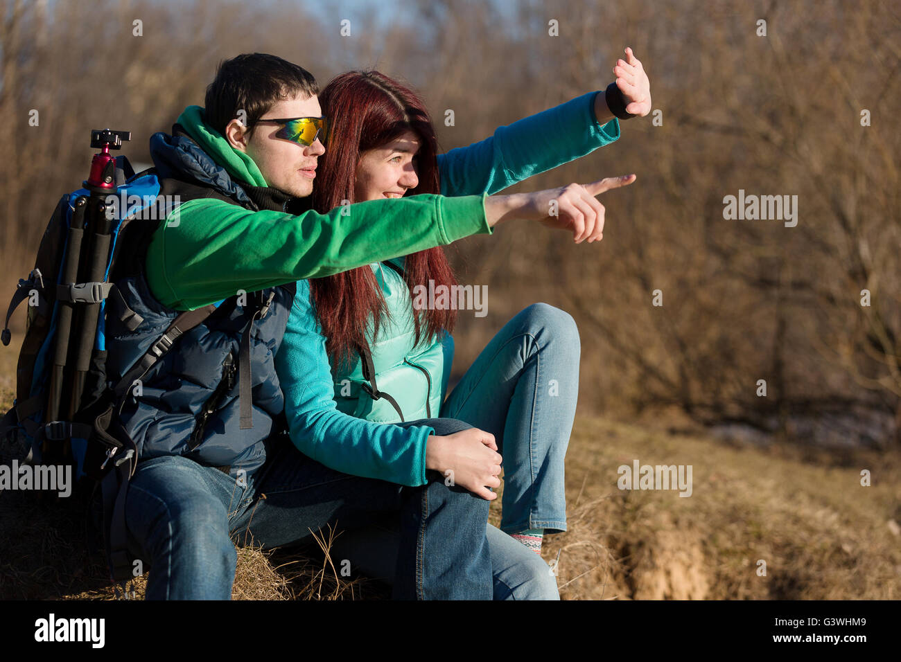 Two women hiking rear view fall hi-res stock photography and images - Alamy