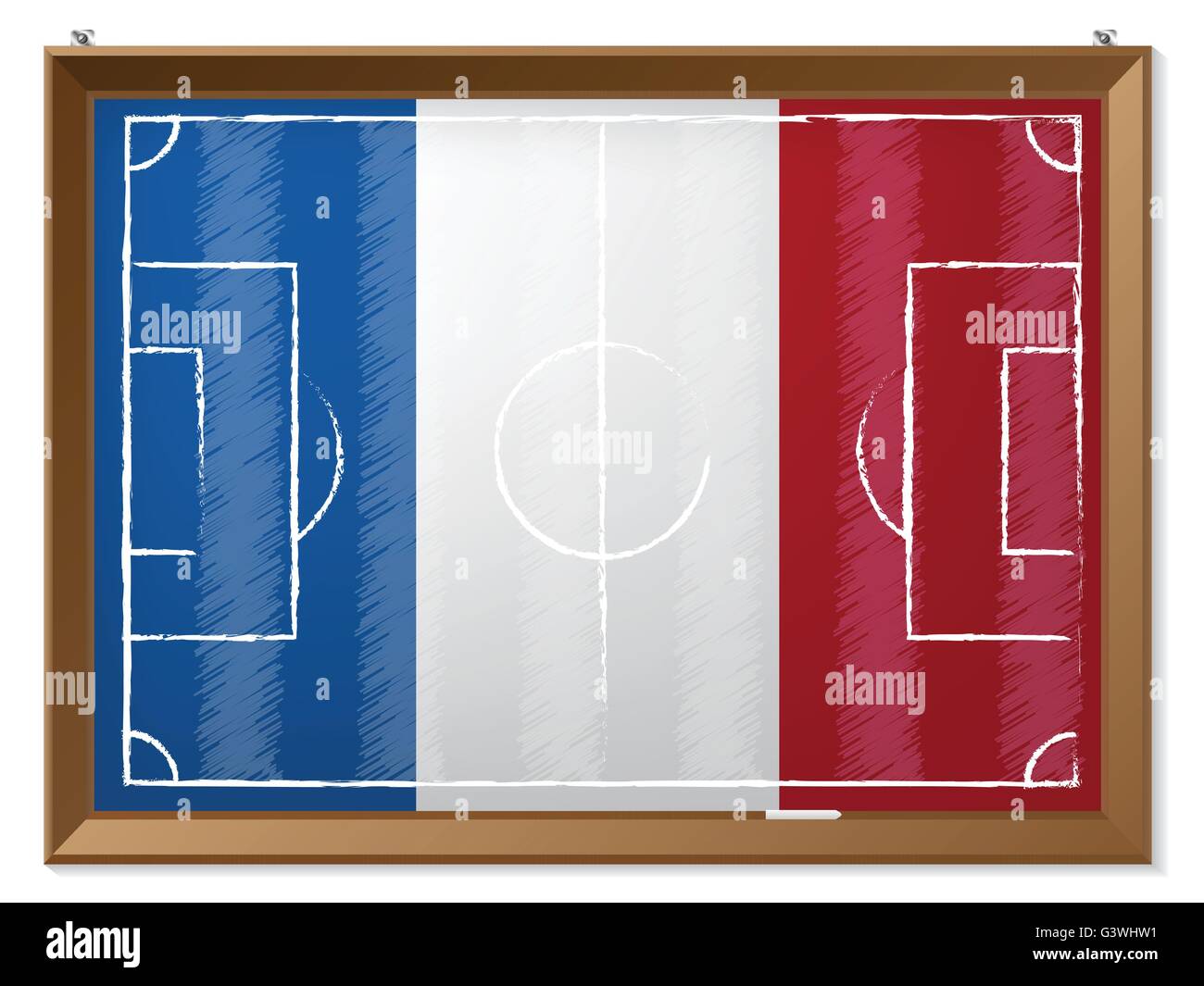 Soccer field drawing with french flag in background Stock Vector Image