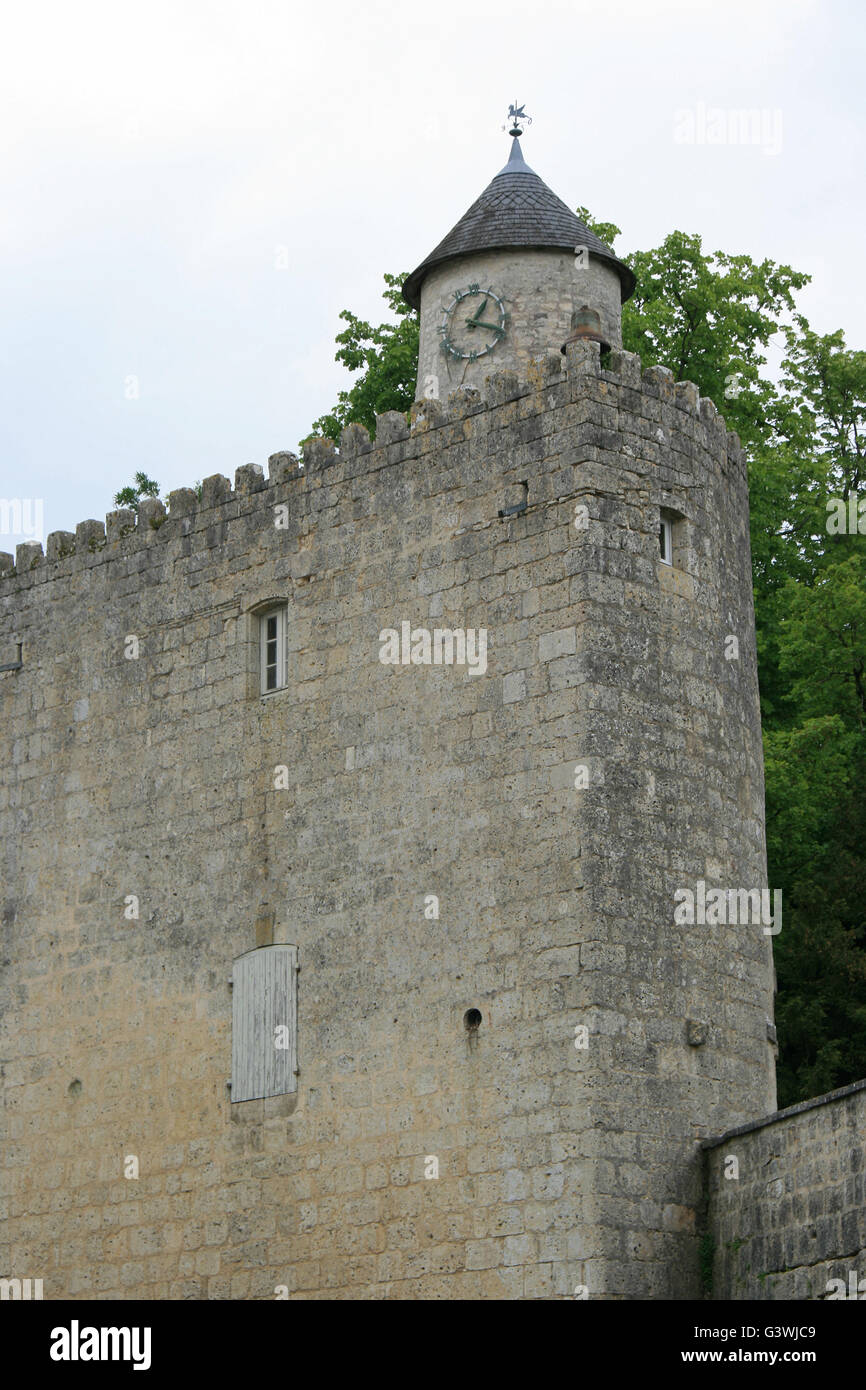 Ramparts and a turret in Surgères (France). Stock Photo