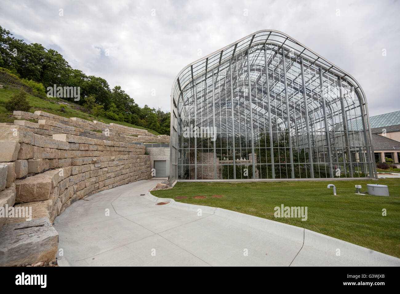 The Marjorie K. Daugherty Conservatory at Lauritzen Gardens. Stock Photo