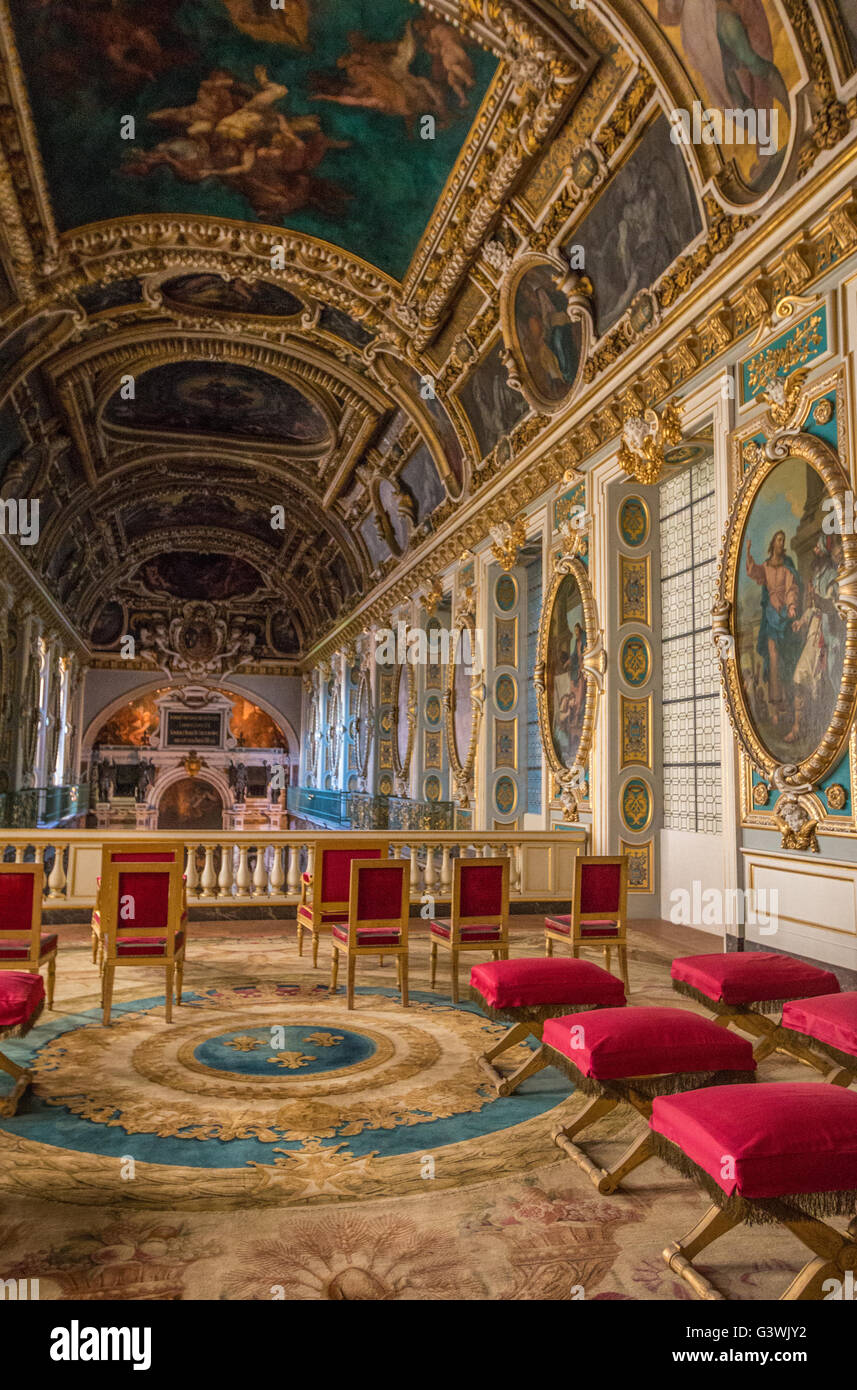 Inside Palace of Fontainebleau in France Stock Photo