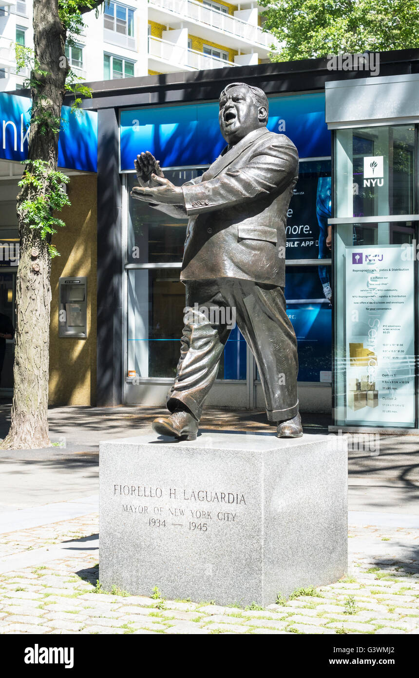 Fiorello La Guardia Statue in Greenwich Village in New York City Stock Photo