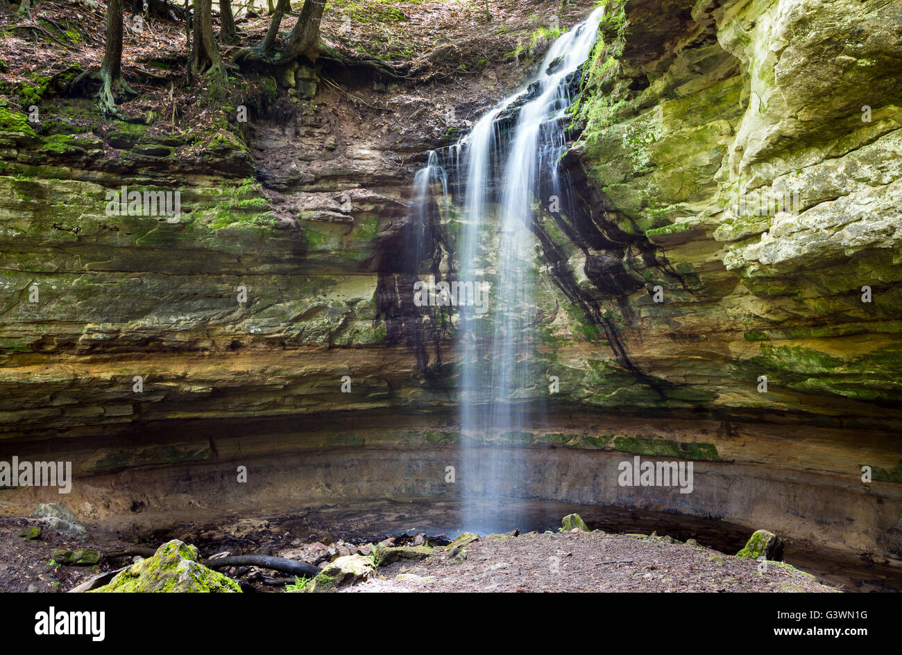Tannery Falls in Munising Michigan is one of many waterfalls at Pictured Rocks National Lakeshore in the Upper Peninsula of Mich Stock Photo