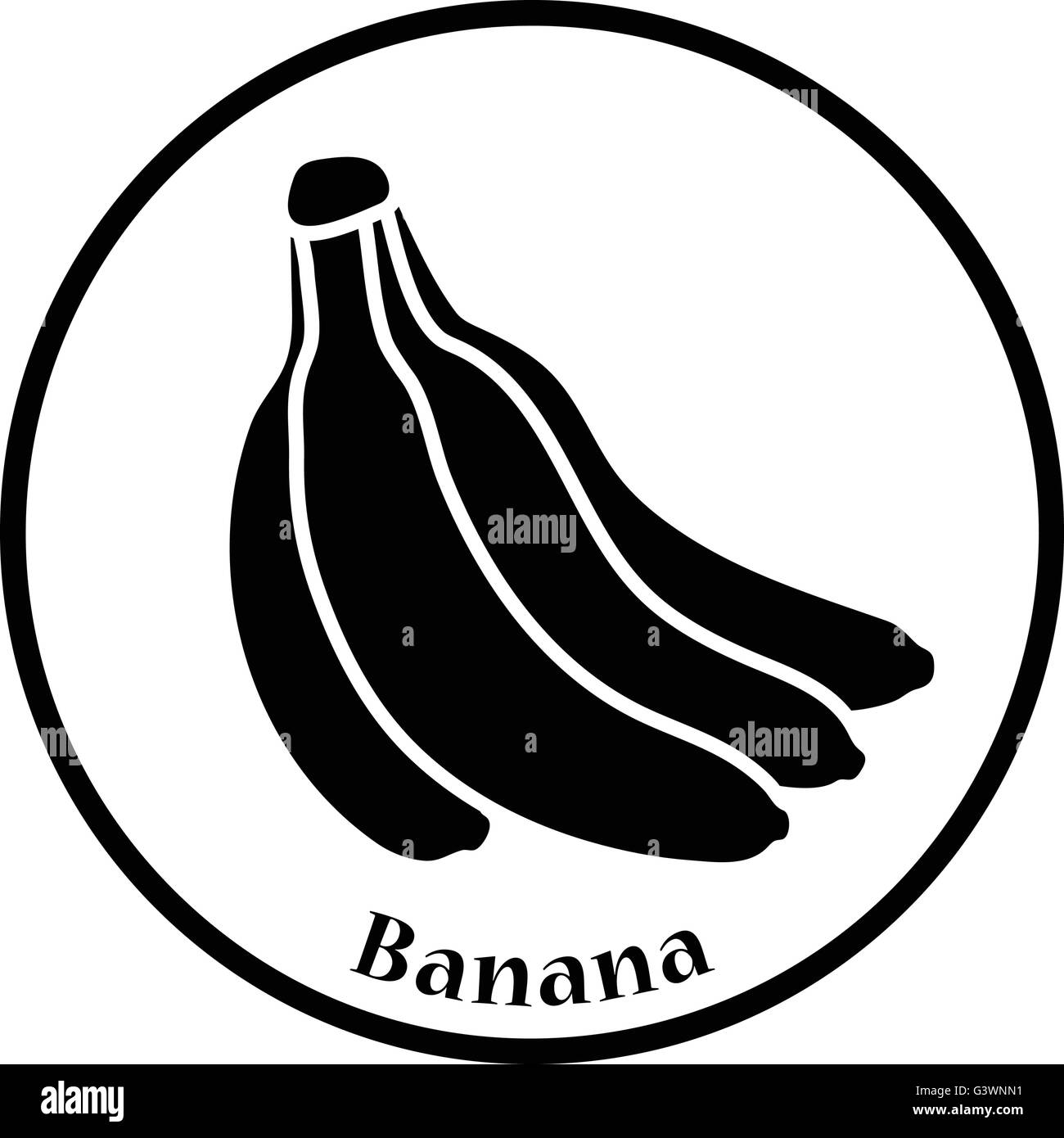 Icon of Banana. Thin circle design. Vector illustration. Stock Vector