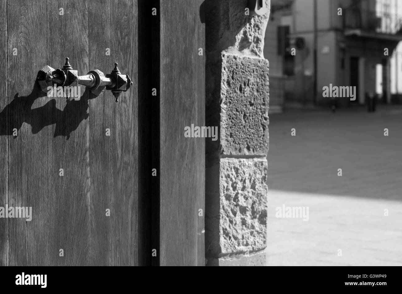 Beautiful ancient wooden door Black and White Stock Photos & Images - Alamy