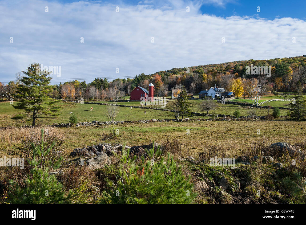 Rustic red barn, Woodstock, Vermont, USA Stock Photo