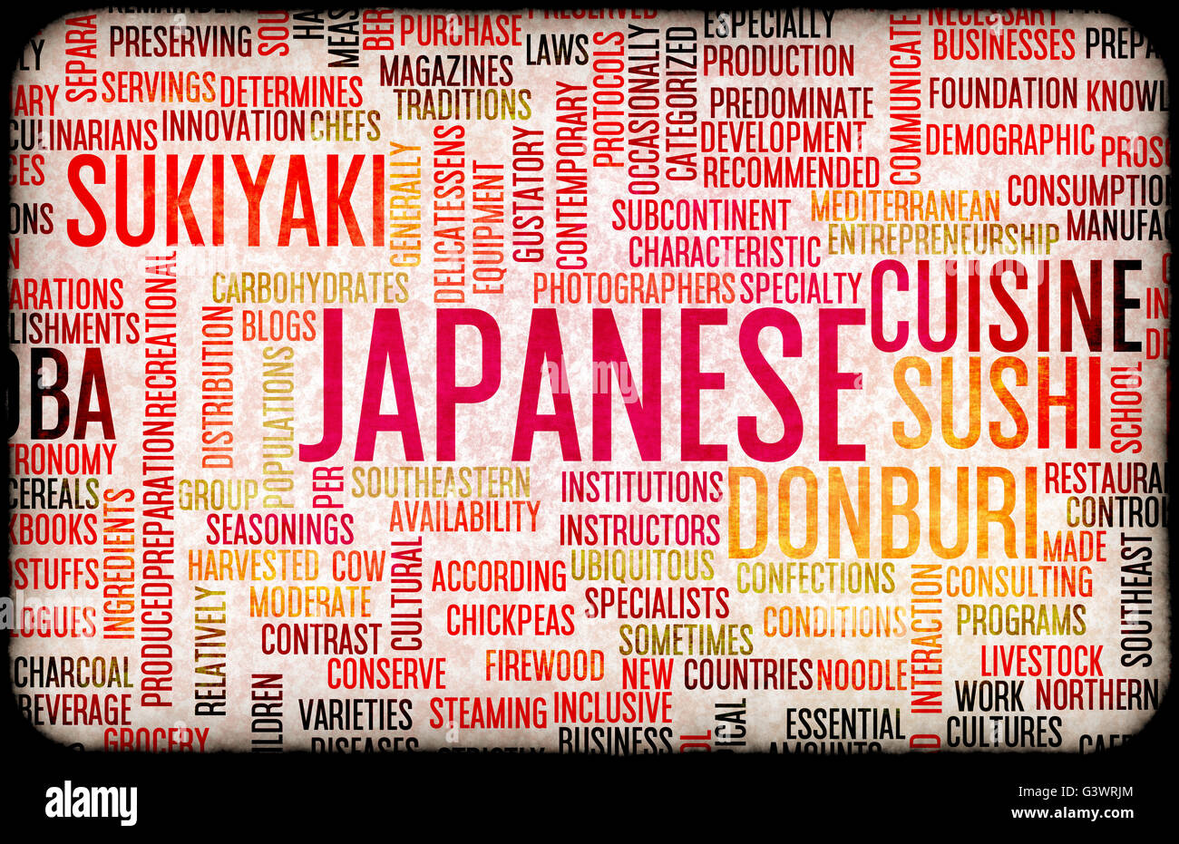 Japanese Food and Cuisine Menu Background with Local Dishes Stock Photo