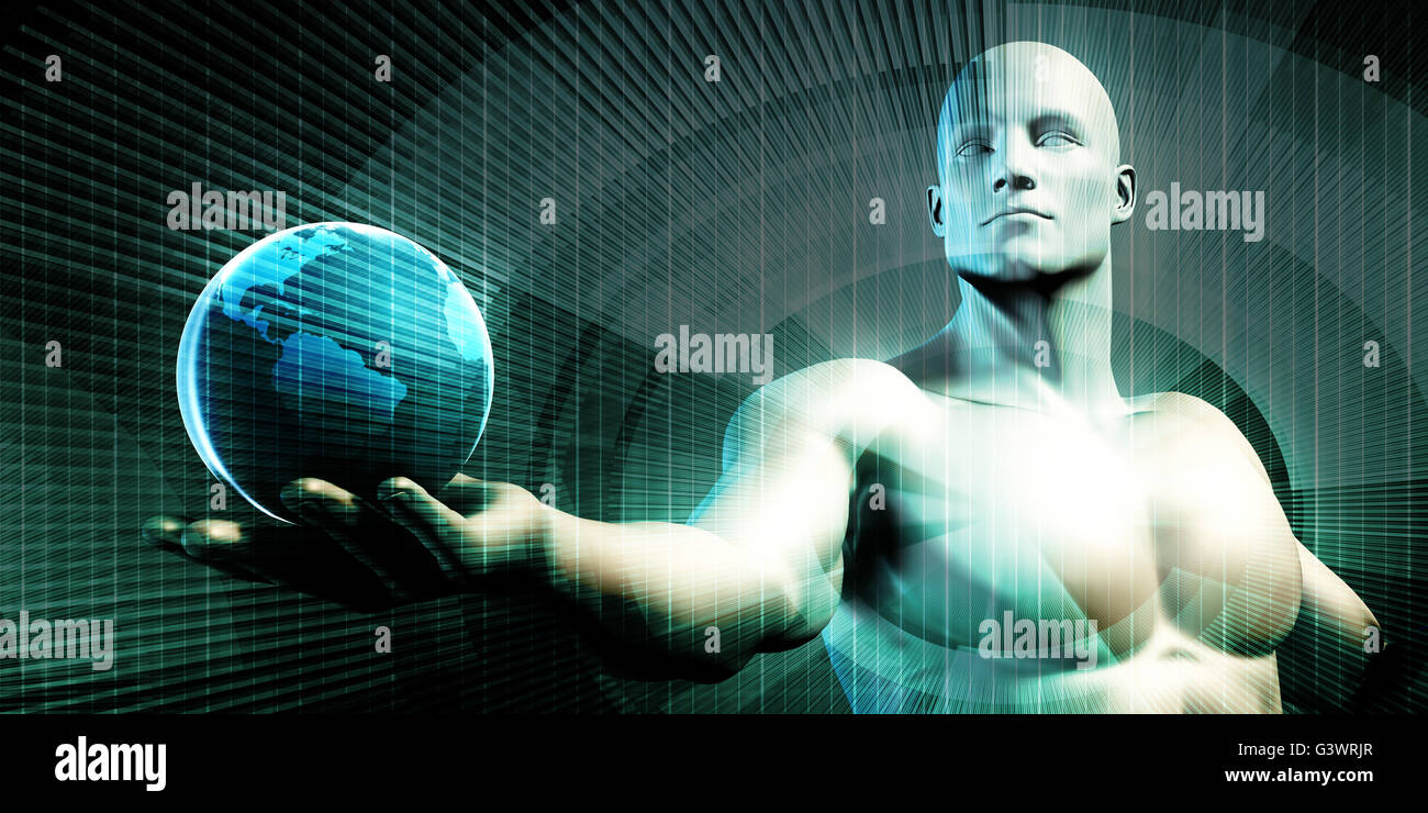 Businessman Holding the World in His Hands Illustration Stock Photo - Alamy