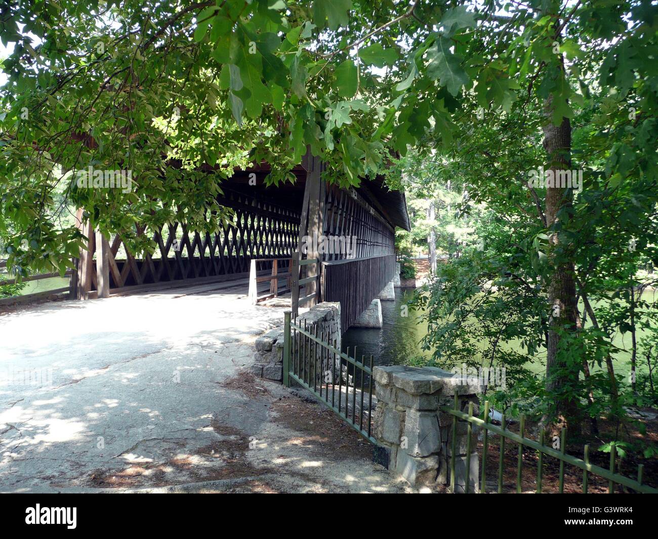 Wooden Covered Bridge in Georgia, USA Stock Photo