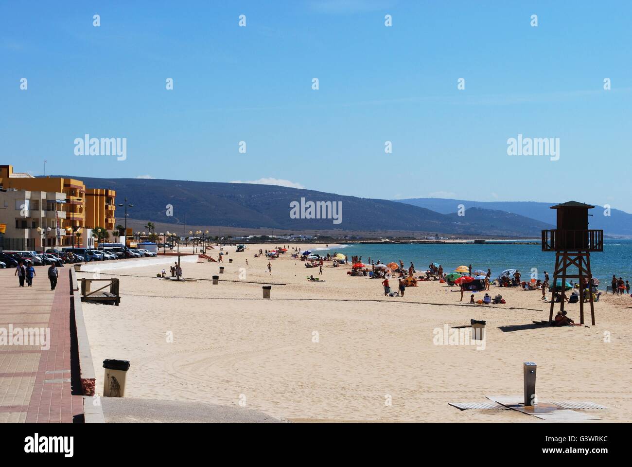 Tourists relaxing on the beach during the Summertime, Barbate, Costa de