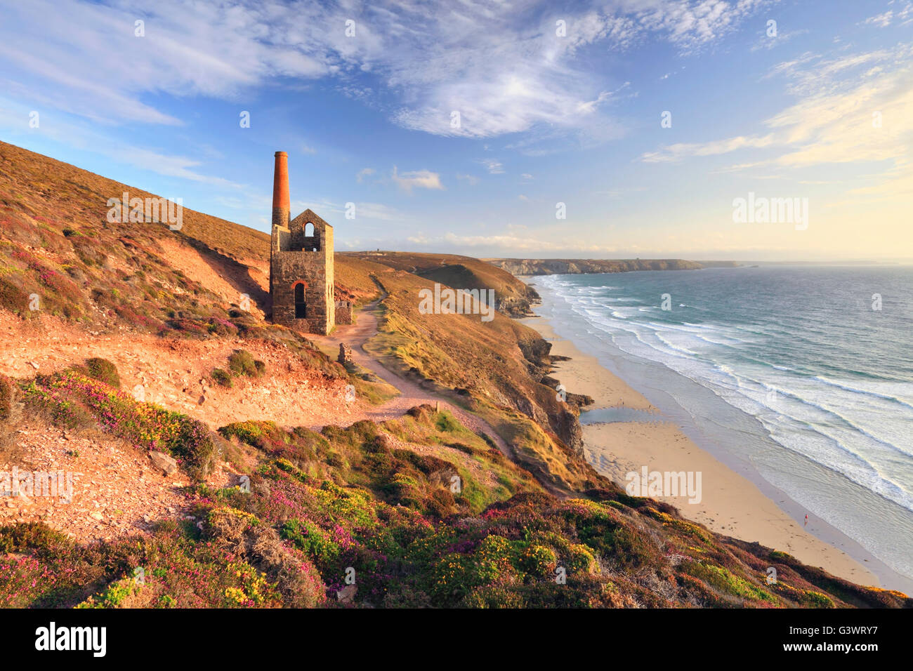 Towanroath Pumping Engine House at Wheal Coates near St Agnes on the North Coast of Cornwall. Stock Photo