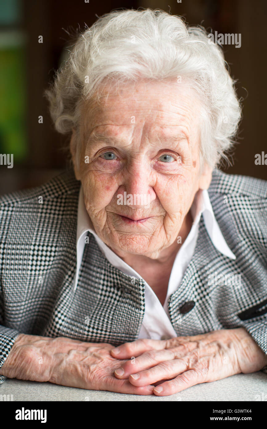 Woman grey hair closeup hi-res stock photography and images - Alamy