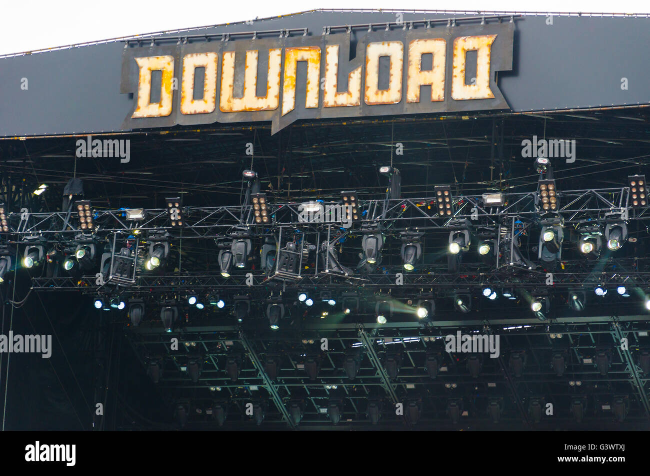 download music festival main stage upper rigging and logo Stock Photo