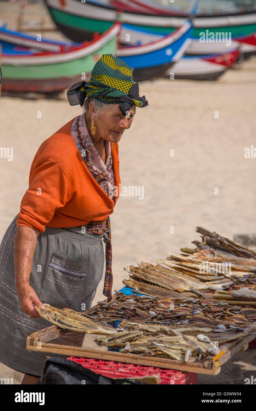 Europe, Portugal, Estremadura Region, Leiria District, Nazarè, Praia da Nazarè Stock Photo