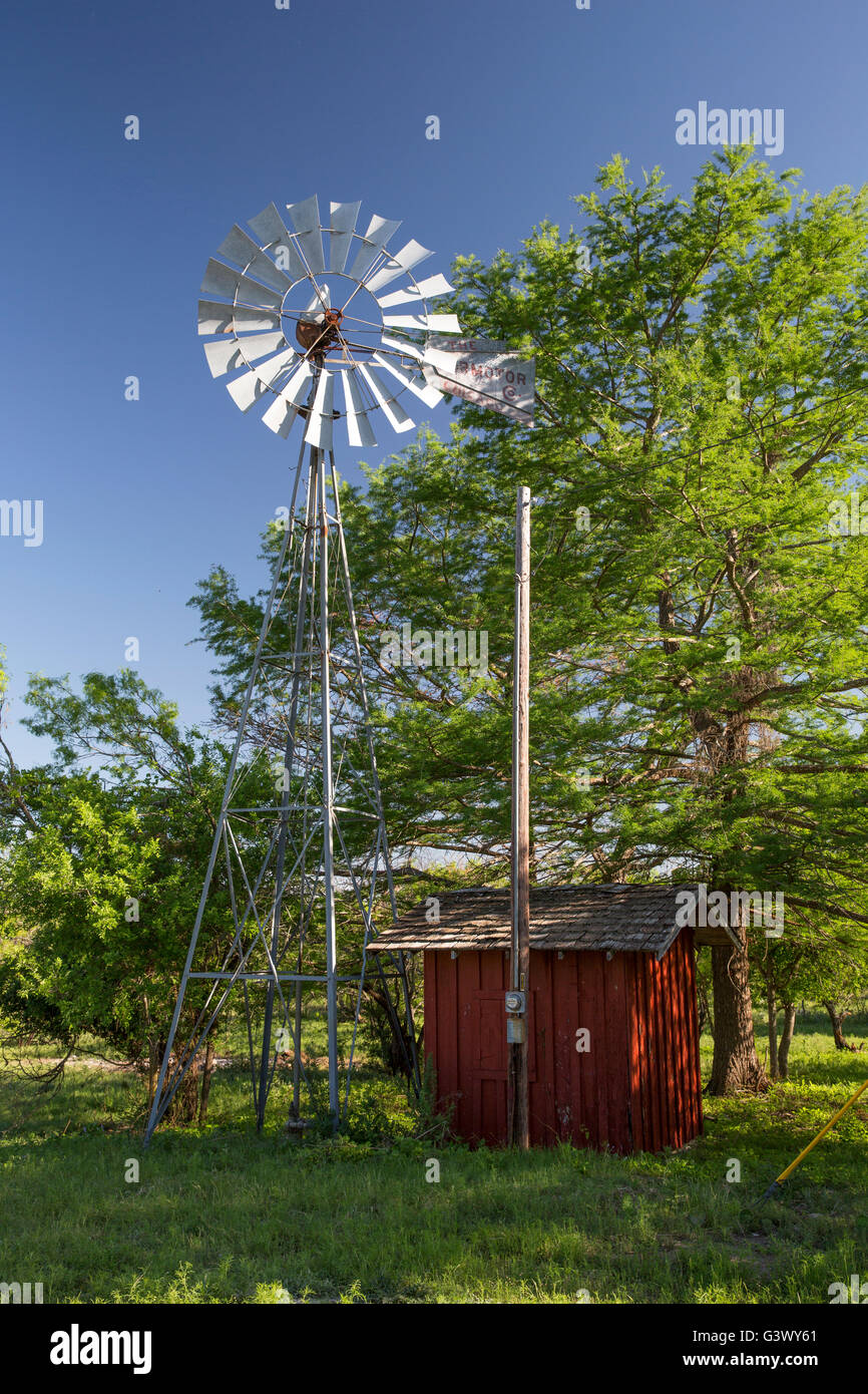 Texas windmill on ranch Stock Photo