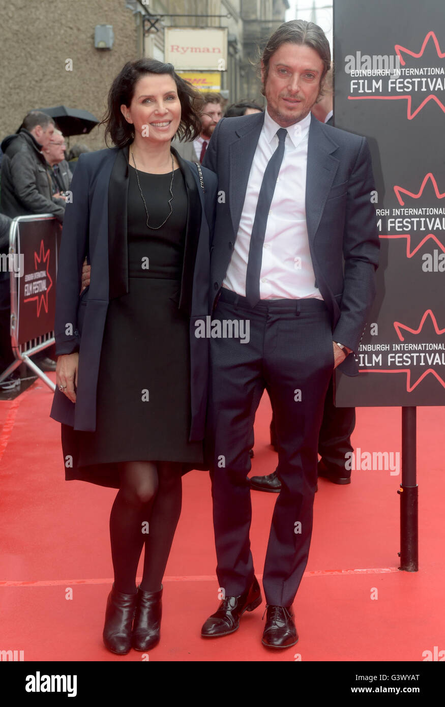 Sadie Frost and Darren Strowger attending the Edinburgh International Film Festival 2016 opening-night gala, and the world premiere of Tommy's Honour, at the Festival Theatre in Edinburgh, Scotland. Stock Photo